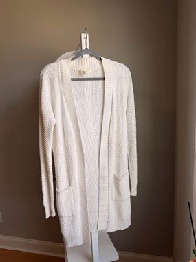 Max Studio Cream Open-Front Knit Cardigan